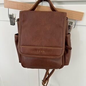 Brown Leather Small Backpack with wallet
